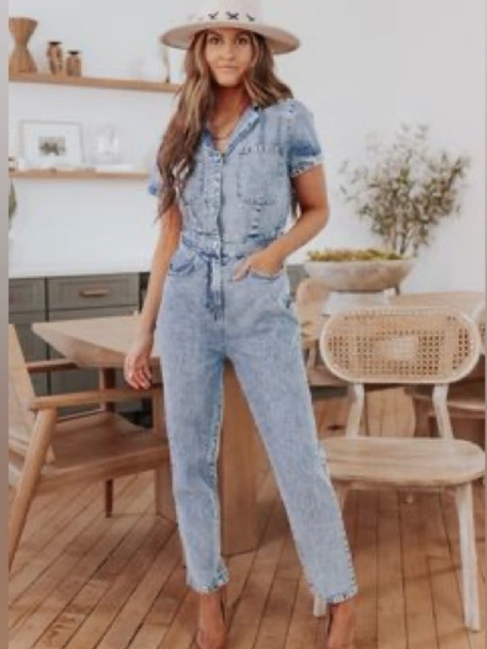Magnolia Boutique Light Wash Denim Jumpsuit